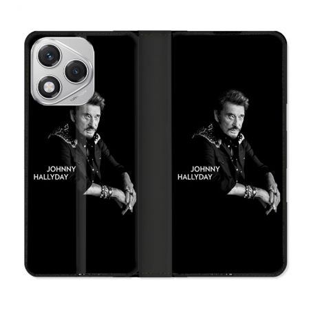 Housse cuir portefeuille Pour Honor 400 Lite 5G Musique Johnny Hallyday Noir
