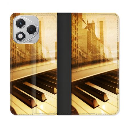 Housse cuir portefeuille Pour Honor 400 Lite 5G Musique Piano Retro