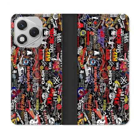 Housse cuir portefeuille Pour Honor 400 Lite 5G Musique Rock Groupe