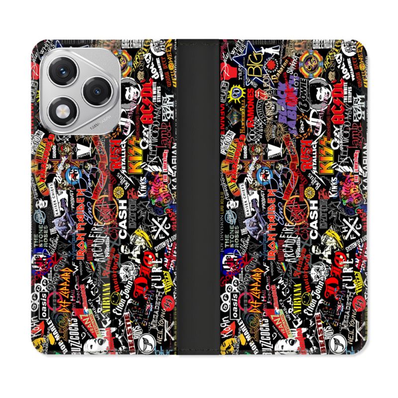 Housse cuir portefeuille Pour Honor 400 Lite 5G Musique Rock Groupe