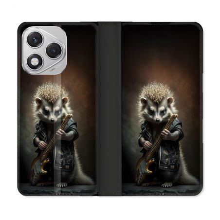 Housse cuir portefeuille Pour Honor 400 Lite 5G Musique Rock Herisson