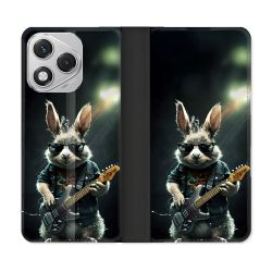 Housse cuir portefeuille Pour Honor 400 Lite 5G Musique Rock Lapin