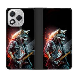 Housse cuir portefeuille Pour Honor 400 Lite 5G Musique Rock Loup