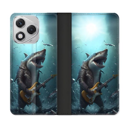 Housse cuir portefeuille Pour Honor 400 Lite 5G Musique Rock Requin