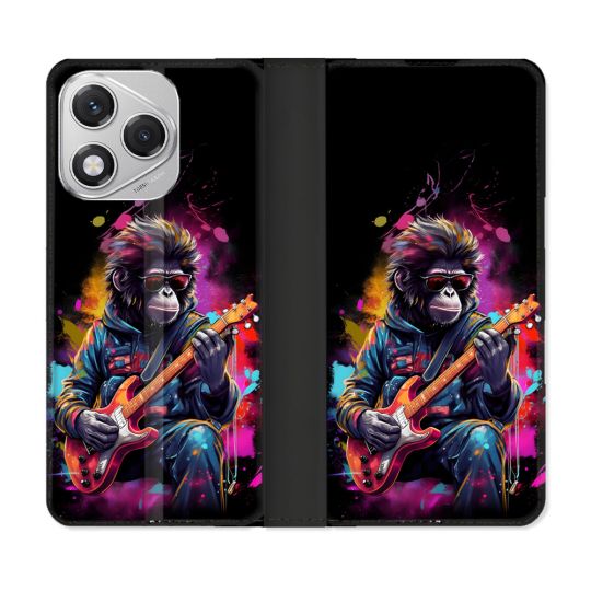 Housse cuir portefeuille Pour Honor 400 Lite 5G Musique Rock Singe