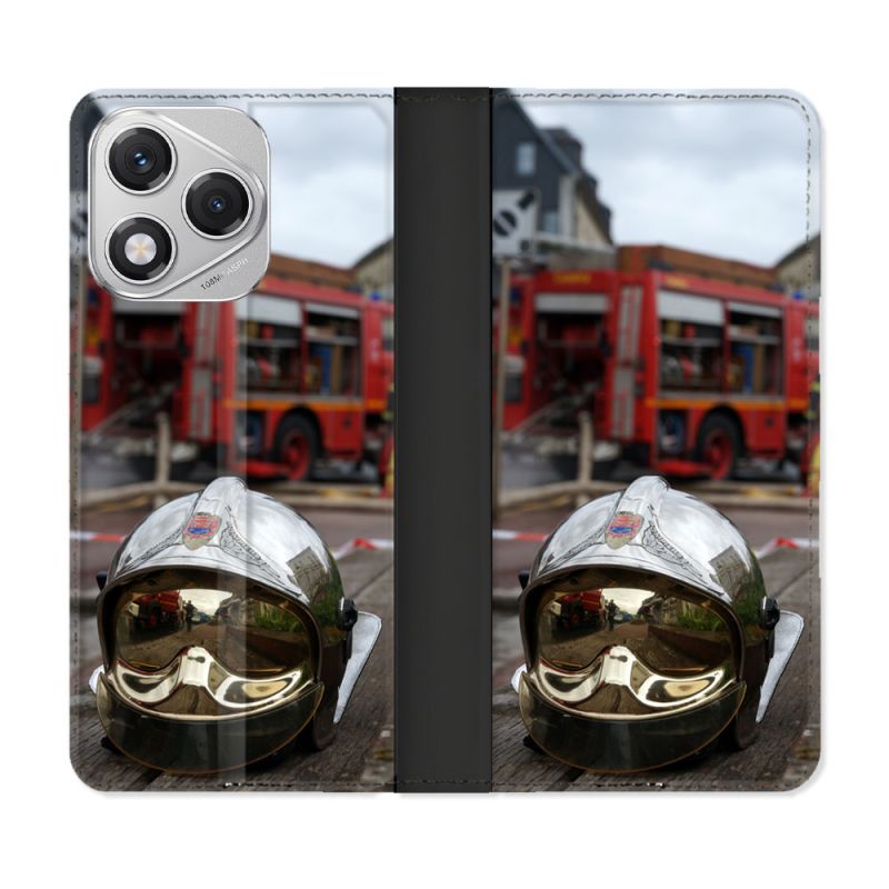 Housse cuir portefeuille Pour Honor 400 Lite 5G Pompier Casque Camion