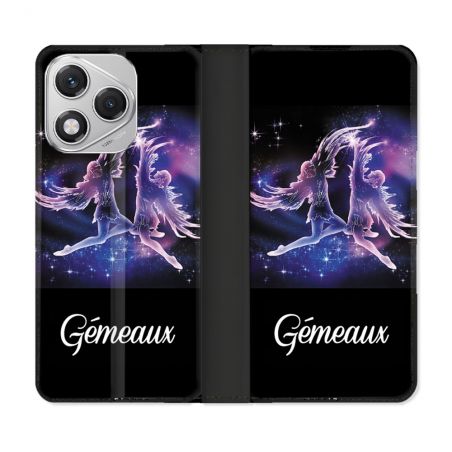 Housse cuir portefeuille Pour Honor 400 Lite 5G Signe Zodiaque 2 Gémeaux