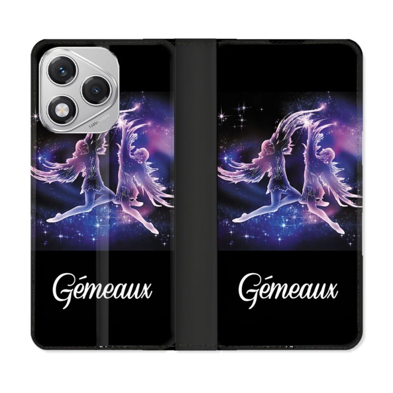 Housse cuir portefeuille Pour Honor 400 Lite 5G Signe Zodiaque 2 Gémeaux