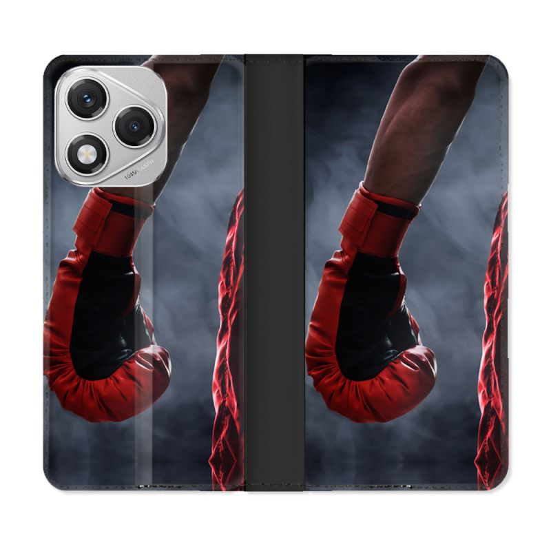 Housse cuir portefeuille Pour Honor 400 Lite 5G Sport Boxe Gant Rouge