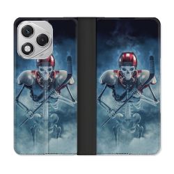 Housse cuir portefeuille Pour Honor 400 Lite 5G Sport Hockey Squelette