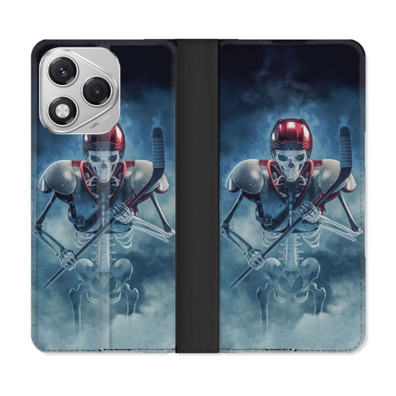Housse cuir portefeuille Pour Honor 400 Lite 5G Sport Hockey Squelette