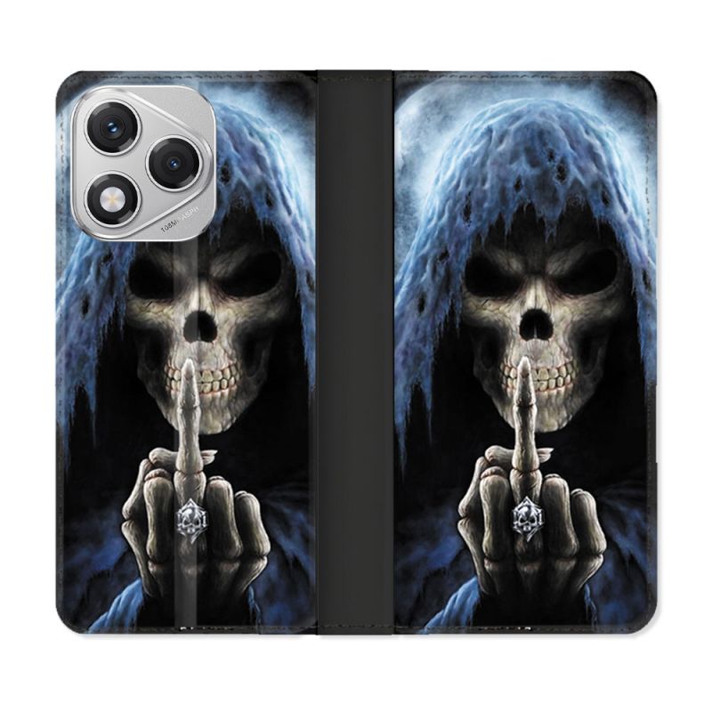 Housse cuir portefeuille Pour Honor 400 Lite 5G Tete de Mort Doigt