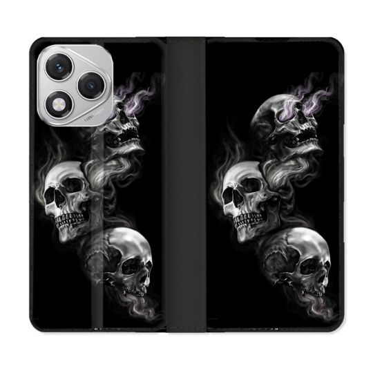 Housse cuir portefeuille Pour Honor 400 Lite 5G Tete de Mort Triple