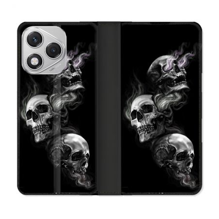 Housse cuir portefeuille Pour Honor 400 Lite 5G Tete de Mort Triple