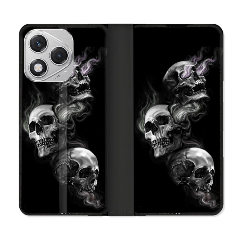 Housse cuir portefeuille Pour Honor 400 Lite 5G Tete de Mort Triple