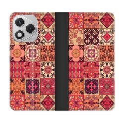 Housse cuir portefeuille Pour Honor 400 Lite 5G Texture Carreau Ciment Rouge