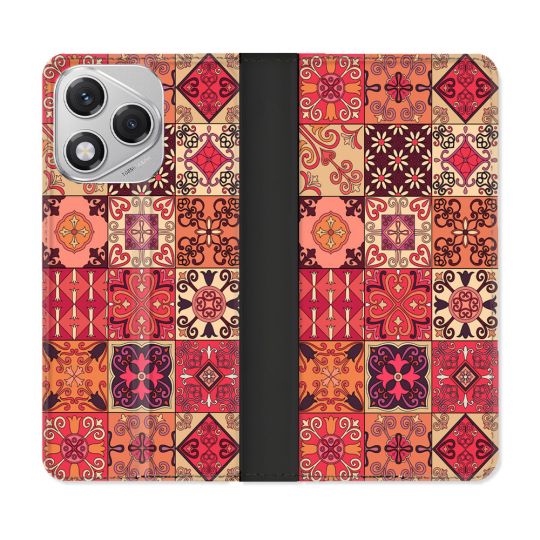 Housse cuir portefeuille Pour Honor 400 Lite 5G Texture Carreau Ciment Rouge