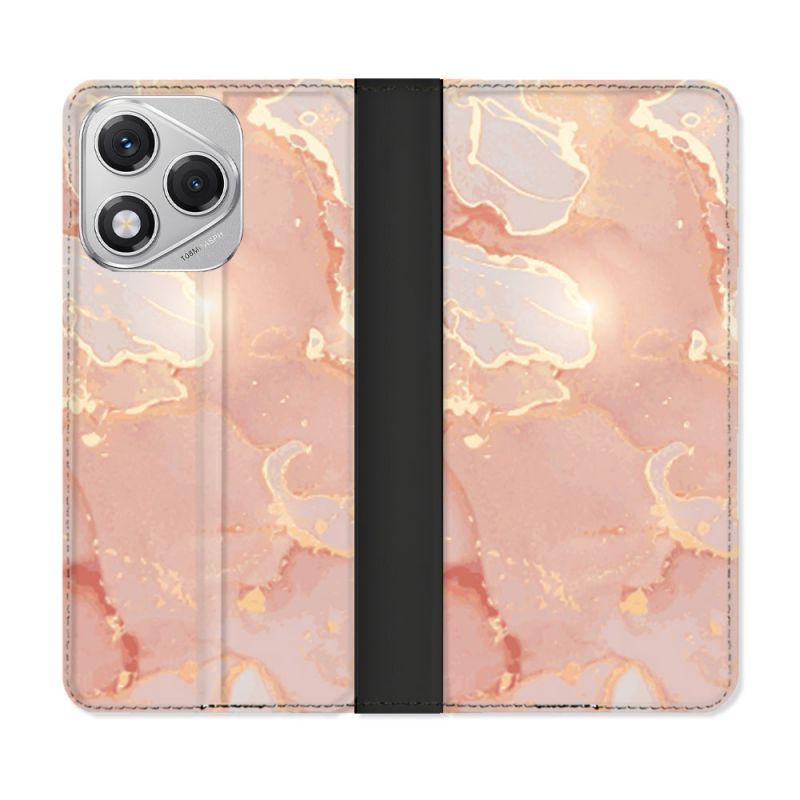 Housse cuir portefeuille Pour Honor 400 Lite 5G Texture Marbre Rose