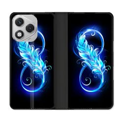 Housse cuir portefeuille Pour Honor 400 Lite 5G Texture Plume Infini Bleu