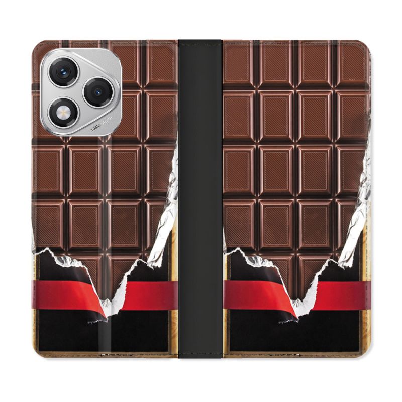 Housse cuir portefeuille Pour Honor 400 Lite 5G Texture Trompe Oeil Chocolat