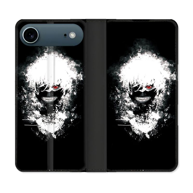 Housse cuir portefeuille Pour Iphone 17 Air Manga Tokyo Ghoul Kaneki Tag