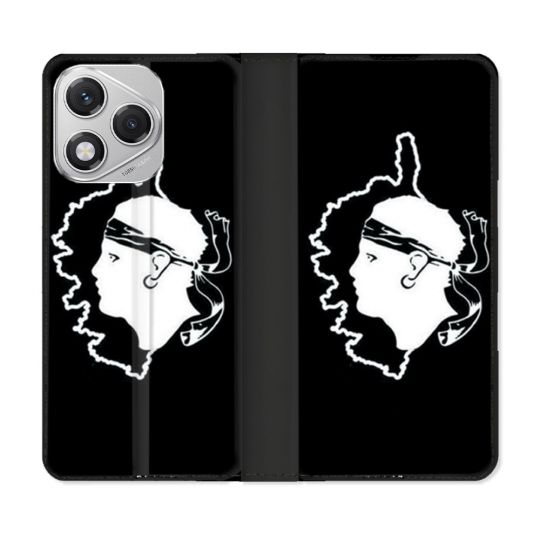 Housse cuir portefeuille Pour Honor 400 Lite 5G Voyage Corse Noir