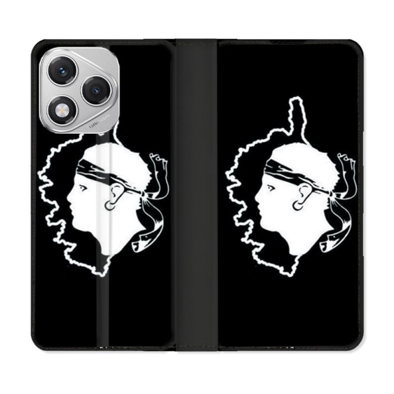 Housse cuir portefeuille Pour Honor 400 Lite 5G Voyage Corse Noir