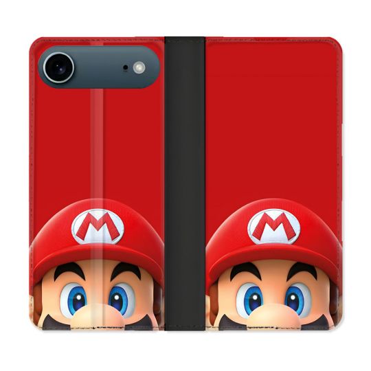 Housse cuir portefeuille Pour Iphone 17 Air Mario Rouge