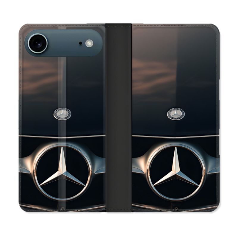 Housse cuir portefeuille Pour Iphone 17 Air Mercedes Calendre