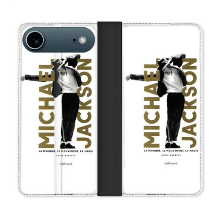 Housse cuir portefeuille Pour Iphone 17 Air Michael Jackson Blanc