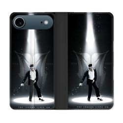 Housse cuir portefeuille Pour Iphone 17 Air Michael Jackson Noir