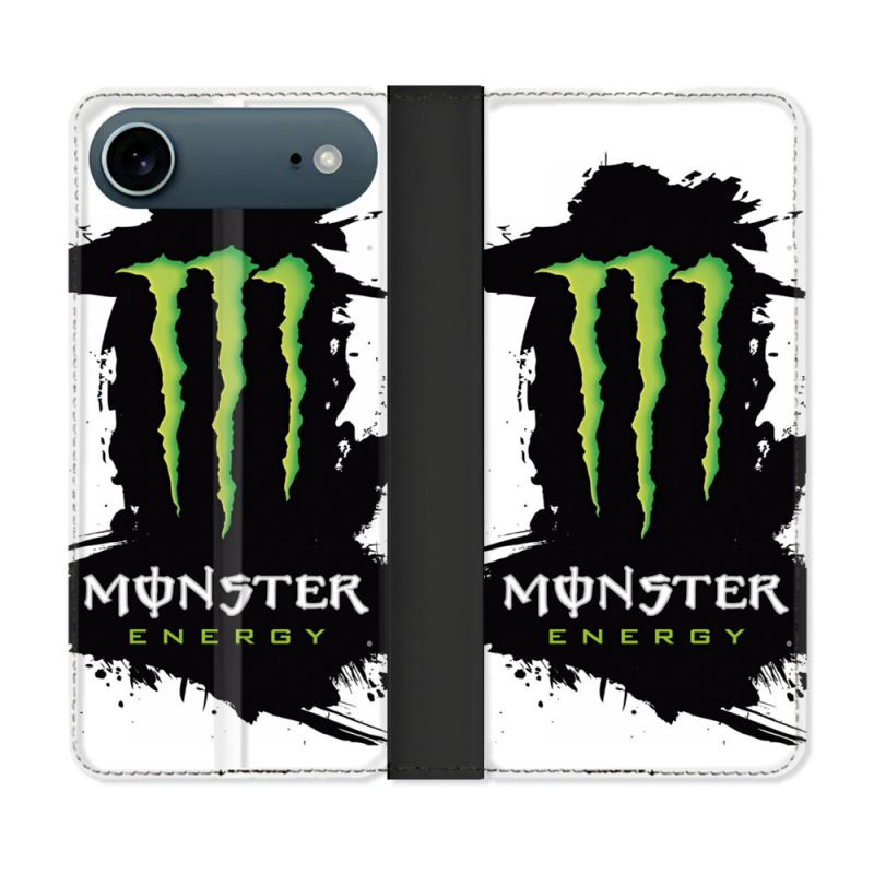 Housse cuir portefeuille Pour Iphone 17 Air Monster Energy Tache