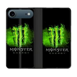 Housse cuir portefeuille Pour Iphone 17 Air Monster Energy Vert