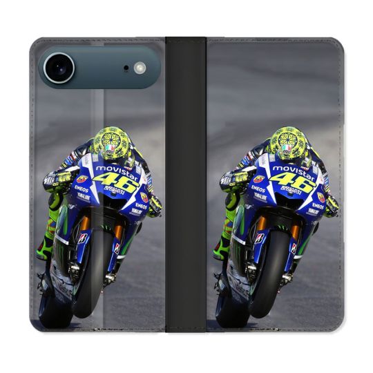 Housse cuir portefeuille Pour Iphone 17 Air Moto Course GP Wheeling 46