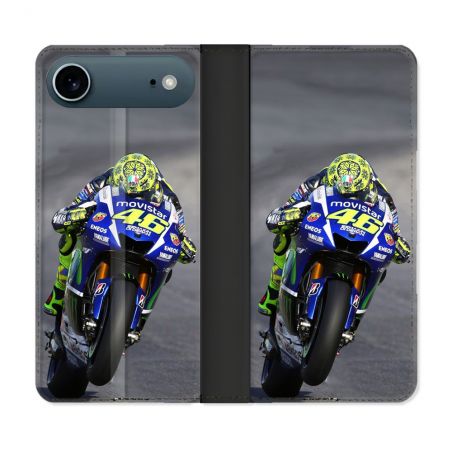 Housse cuir portefeuille Pour Iphone 17 Air Moto Course GP Wheeling 46