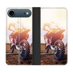 Housse cuir portefeuille Pour Iphone 17 Air Moto Cross Soleil