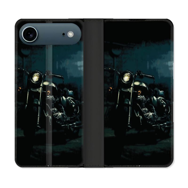Housse cuir portefeuille Pour Iphone 17 Air Moto Harley Vintage