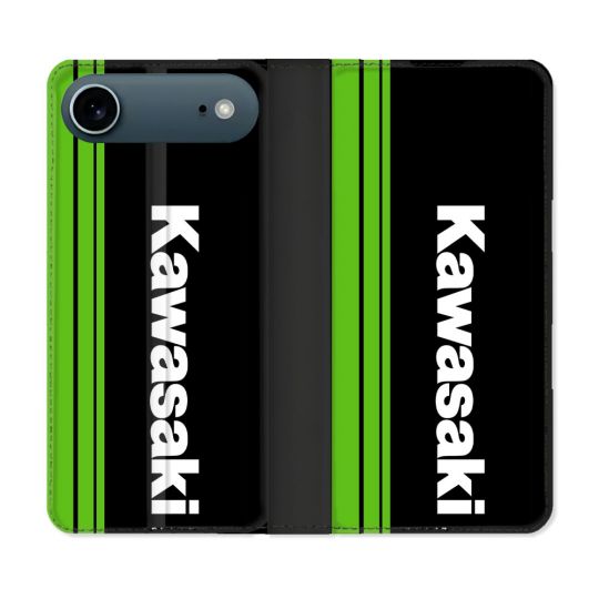 Housse cuir portefeuille Pour Iphone 17 Air Moto Kawasaki