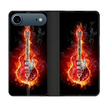 Housse cuir portefeuille Pour Iphone 17 Air Musique Guitare Electrique