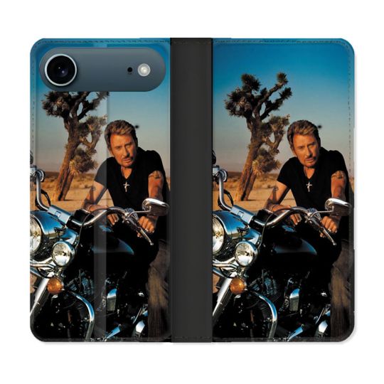 Housse cuir portefeuille Pour Iphone 17 Air Musique Johnny Hallyday Moto