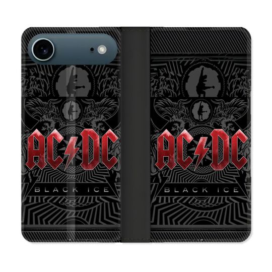 Housse cuir portefeuille Pour Iphone 17 Air Musique Rock ACDC Rouge