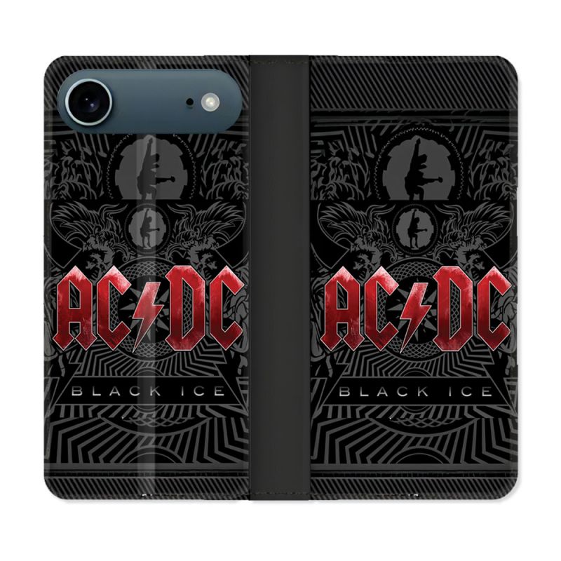Housse cuir portefeuille Pour Iphone 17 Air Musique Rock ACDC Rouge
