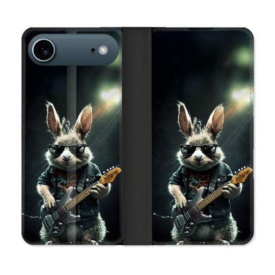 Housse cuir portefeuille Pour Iphone 17 Air Musique Rock Lapin