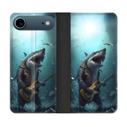 Housse cuir portefeuille Pour Iphone 17 Air Musique Rock Requin