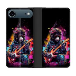 Housse cuir portefeuille Pour Iphone 17 Air Musique Rock Singe