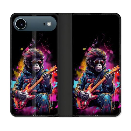 Housse cuir portefeuille Pour Iphone 17 Air Musique Rock Singe