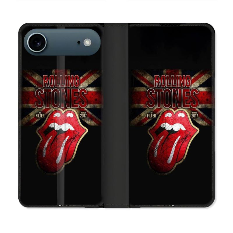 Housse cuir portefeuille Pour Iphone 17 Air Musique Rolling Stones