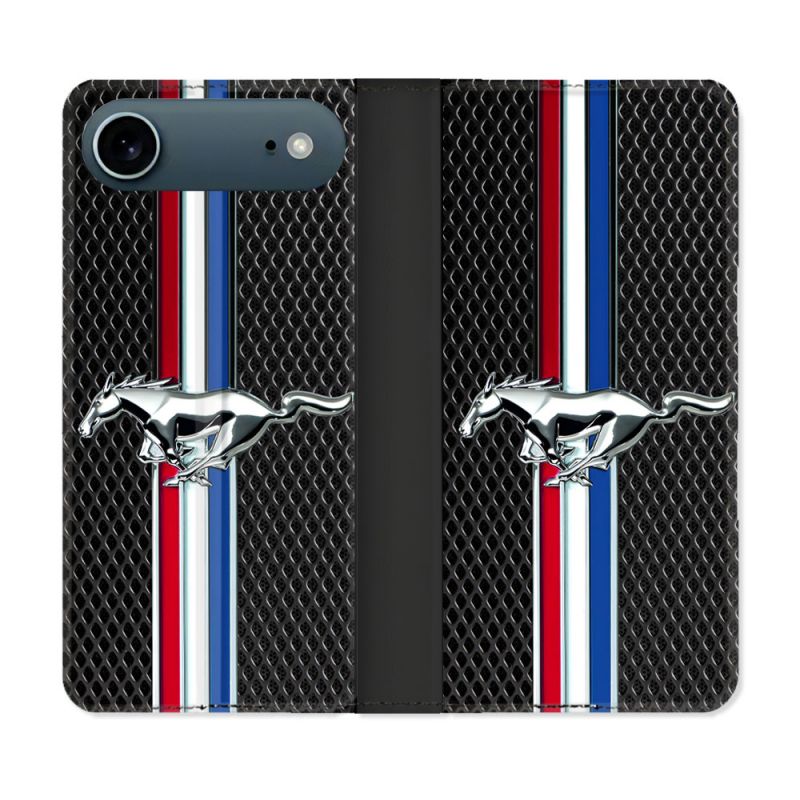 Housse cuir portefeuille Pour Iphone 17 Air Mustang