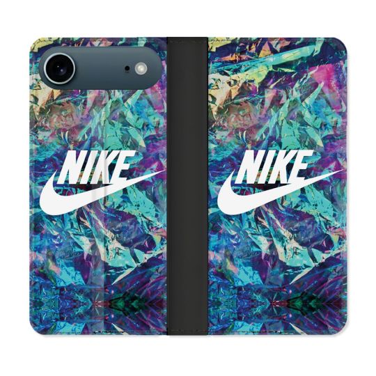 Housse cuir portefeuille Pour Iphone 17 Air Nike Turquoise