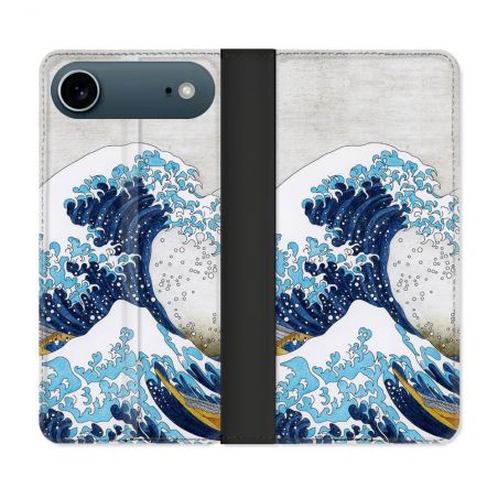Housse cuir portefeuille Pour Iphone 17 Air Peinture La Grande Vague